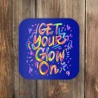Let's Glow Crazy Glow Party 80s Retro Costume Party Lover Coaster thumb 0