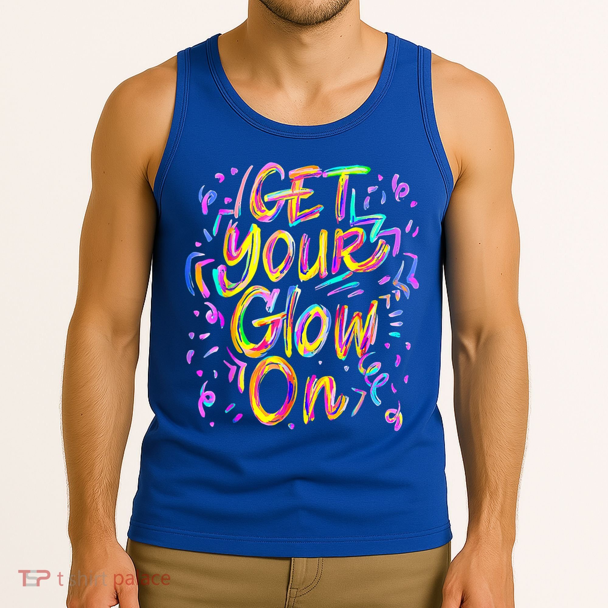 Let's Glow Crazy Glow Party 80s Retro Costume Party Lover Tank Top