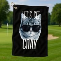 Let's Get Cray Funny Cat Meme Golf Towel thumb 1