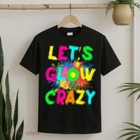 Let's Glow Crazy Outfit Retro Colorful Party 80s Party T-Shirt thumb 2