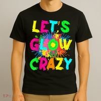 Let's Glow Crazy Outfit Retro Colorful Party 80s Party T-Shirt thumb 3