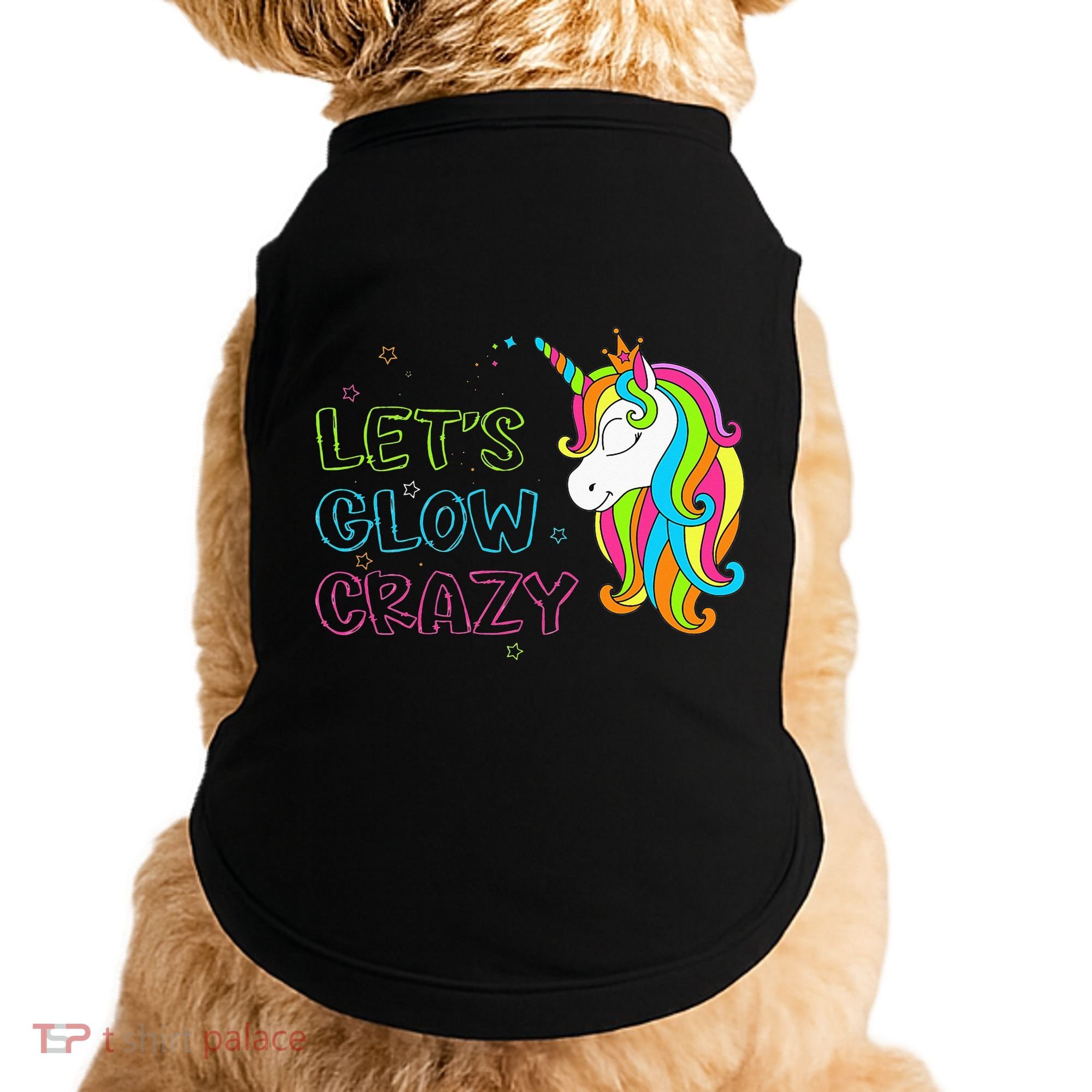 Let's Glow Crazy Glow Party Unicorn Lover Birthday Doggie Tank