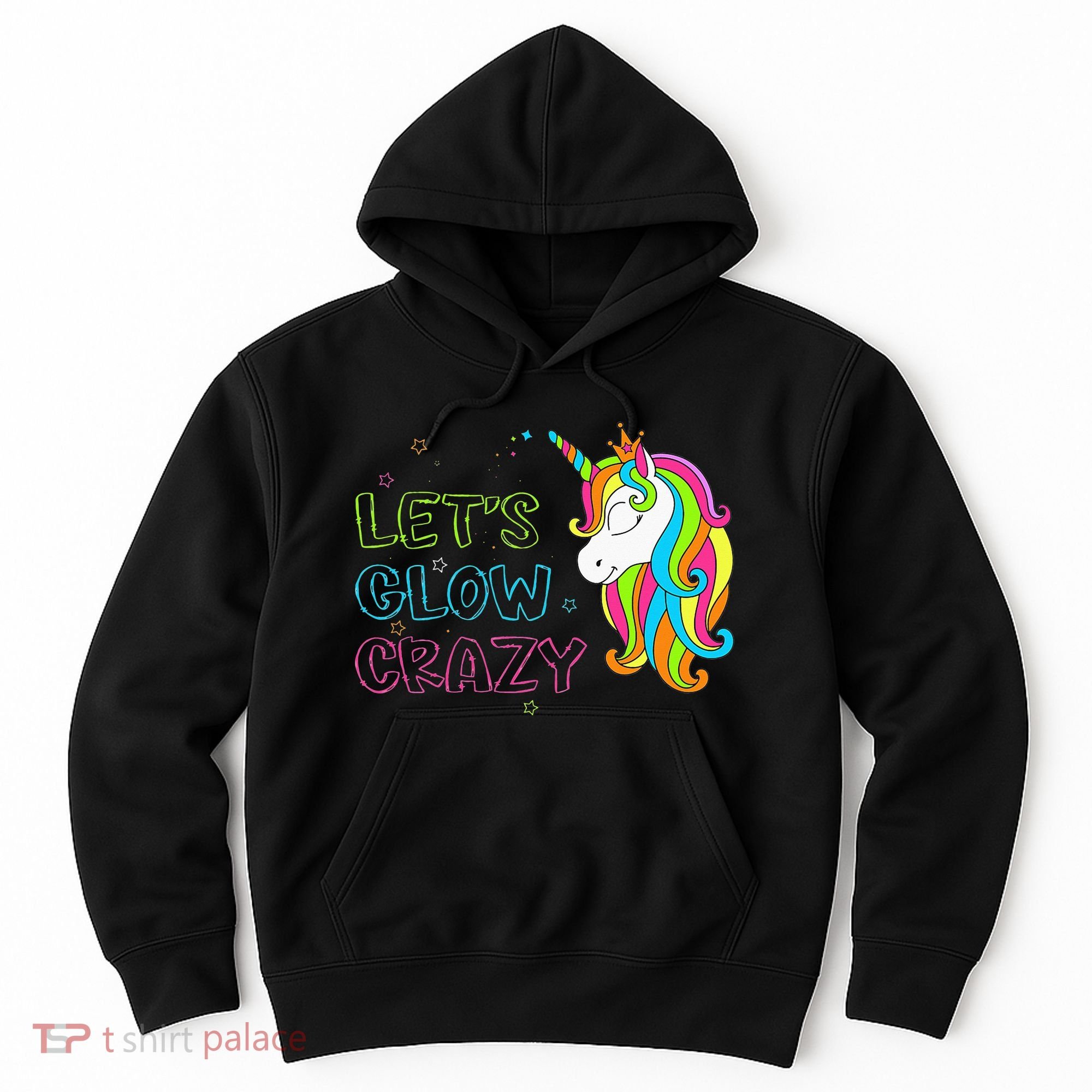 Let's Glow Crazy Glow Party Unicorn Lover Birthday Hoodie