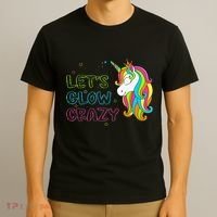 Let's Glow Crazy Glow Party Unicorn Lover Birthday T-Shirt thumb 3