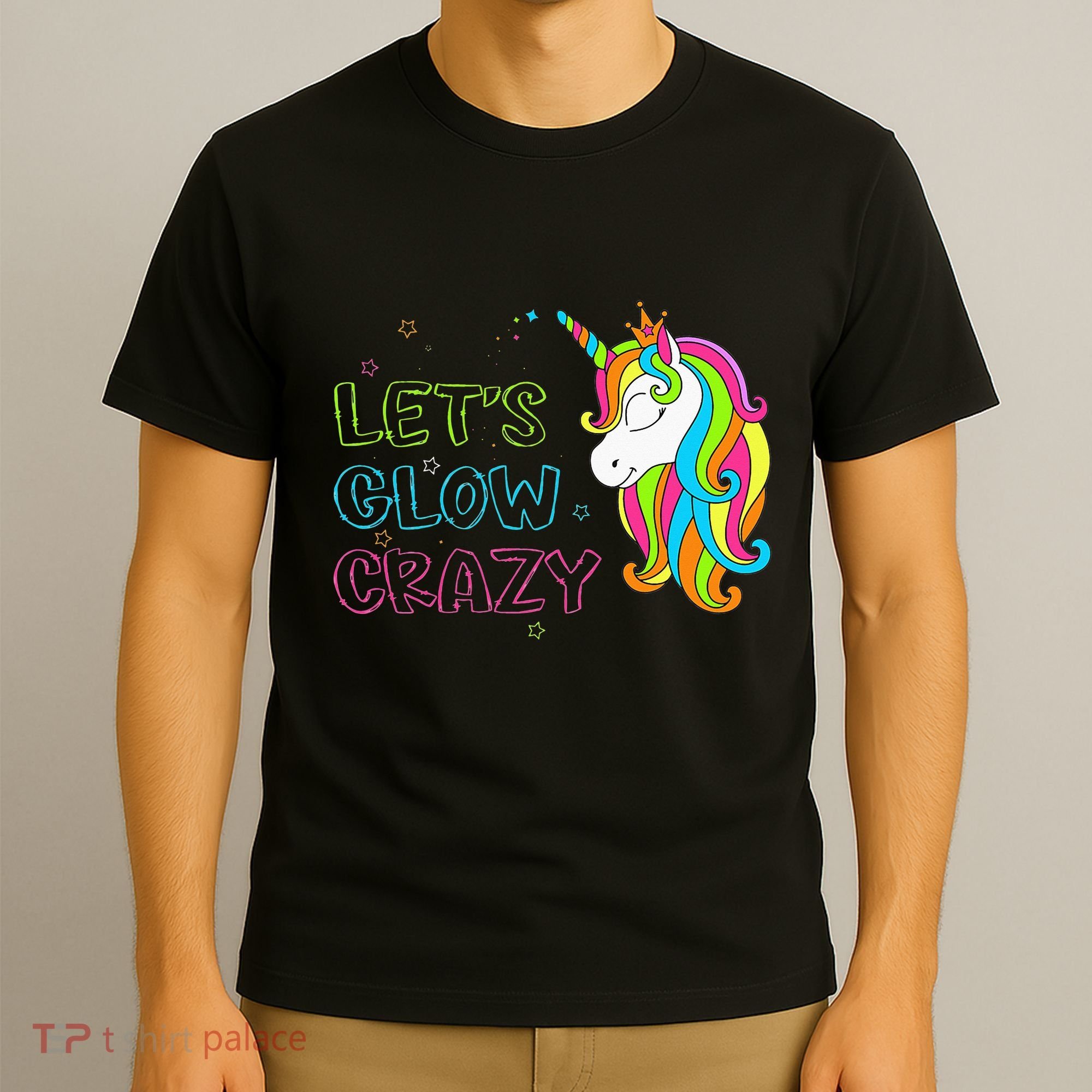 Let's Glow Crazy Glow Party Unicorn Lover Birthday T-Shirt