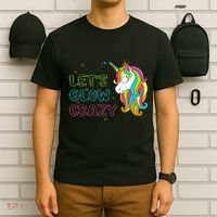 Let's Glow Crazy Glow Party Unicorn Lover Birthday T-Shirt thumb 6