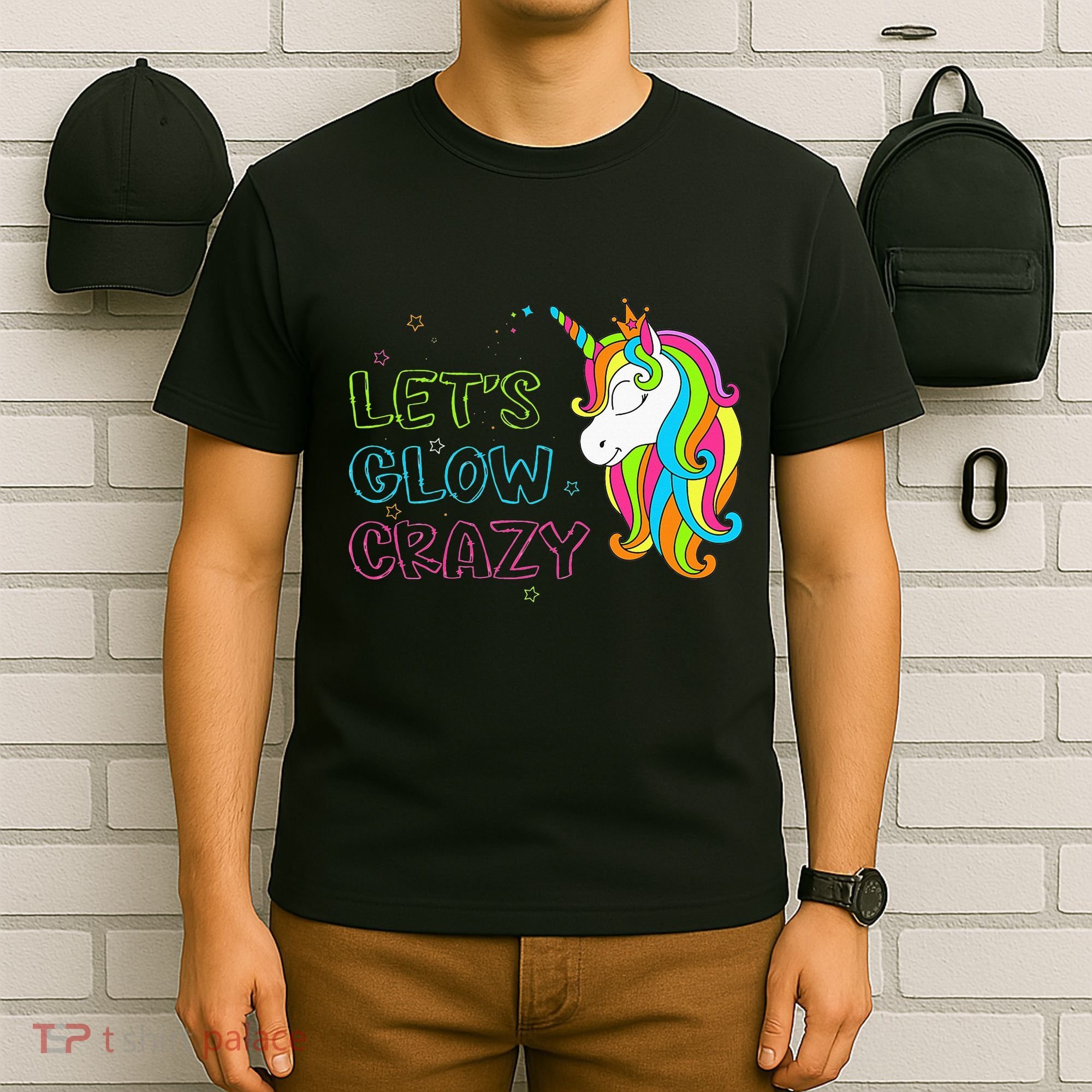 Let's Glow Crazy Glow Party Unicorn Lover Birthday T-Shirt