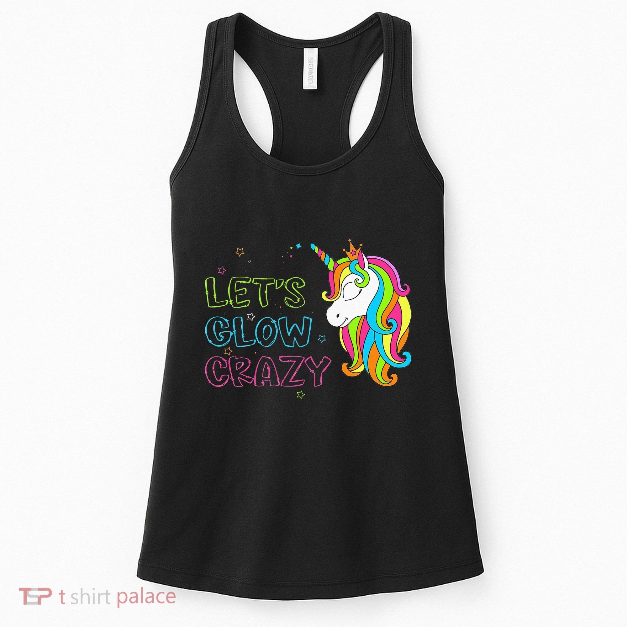 Let's Glow Crazy Glow Party Unicorn Lover Birthday Women's Tank Top