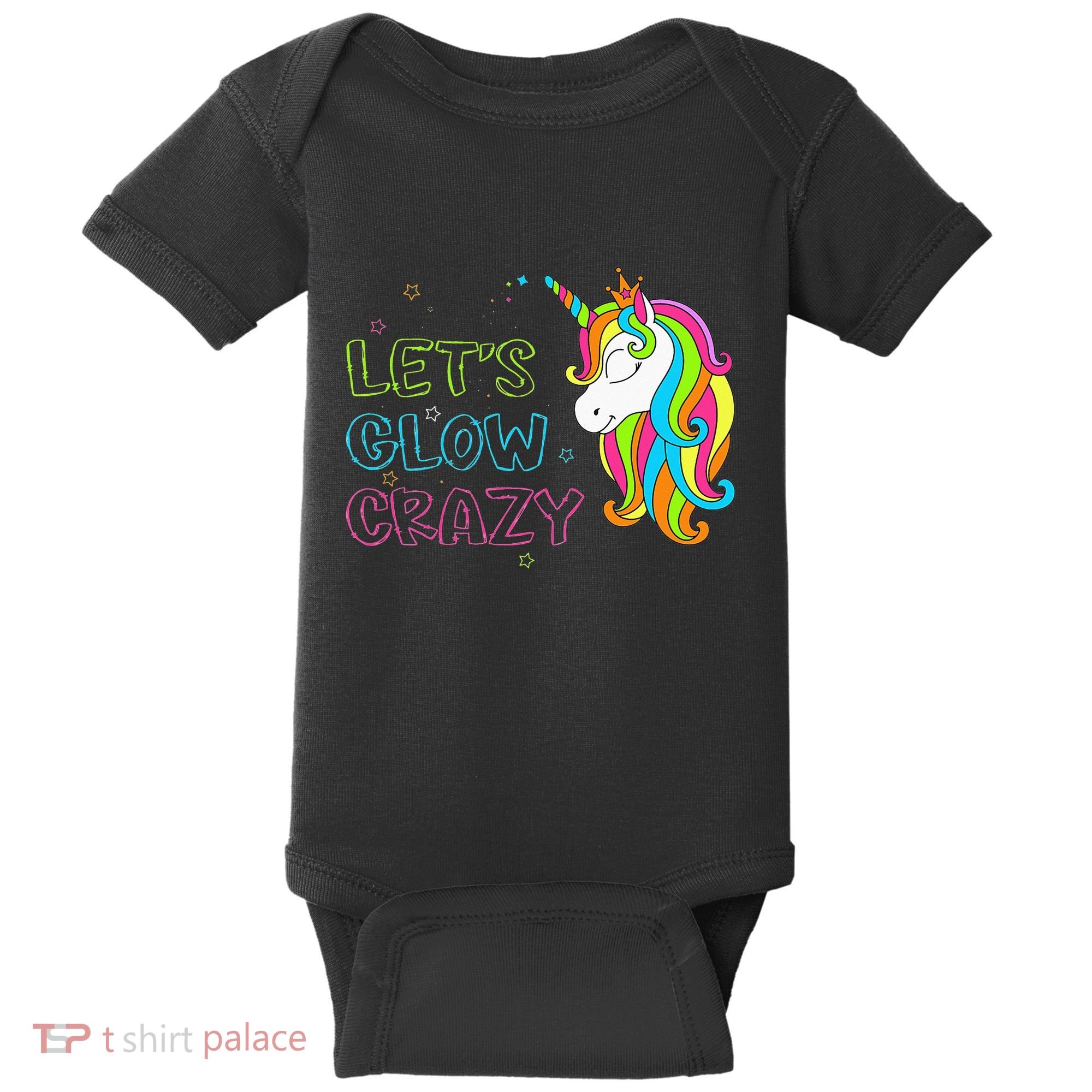 Let's Glow Crazy Glow Party Unicorn Lover Birthday Baby Bodysuit