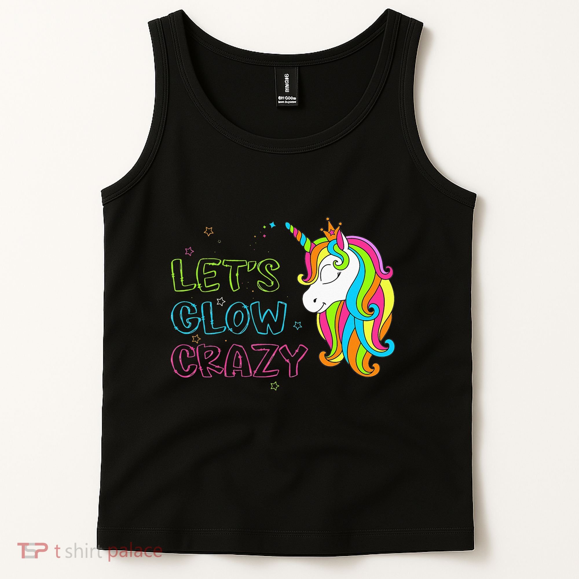Let's Glow Crazy Glow Party Unicorn Lover Birthday Tank Top