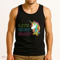 Let's Glow Crazy Glow Party Unicorn Lover Birthday Tank Top thumb 3