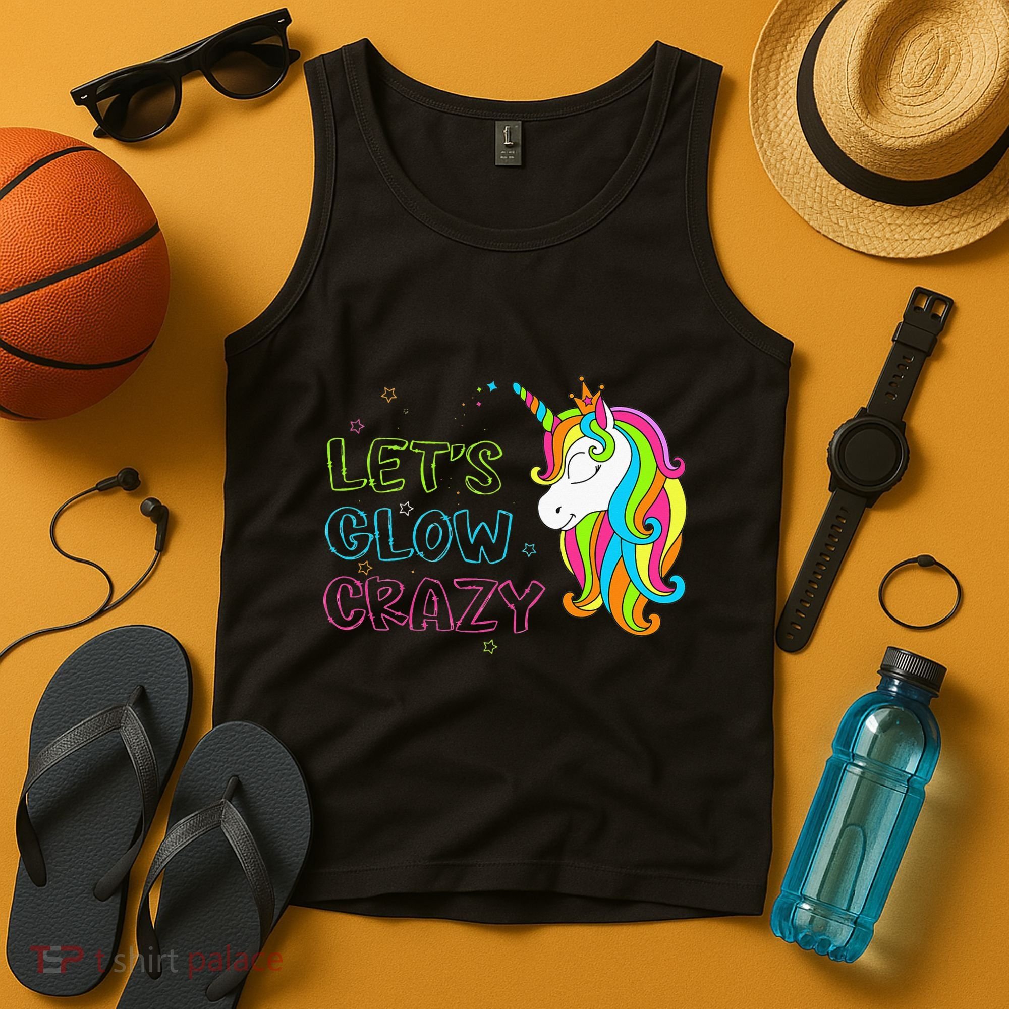 Let's Glow Crazy Glow Party Unicorn Lover Birthday Tank Top