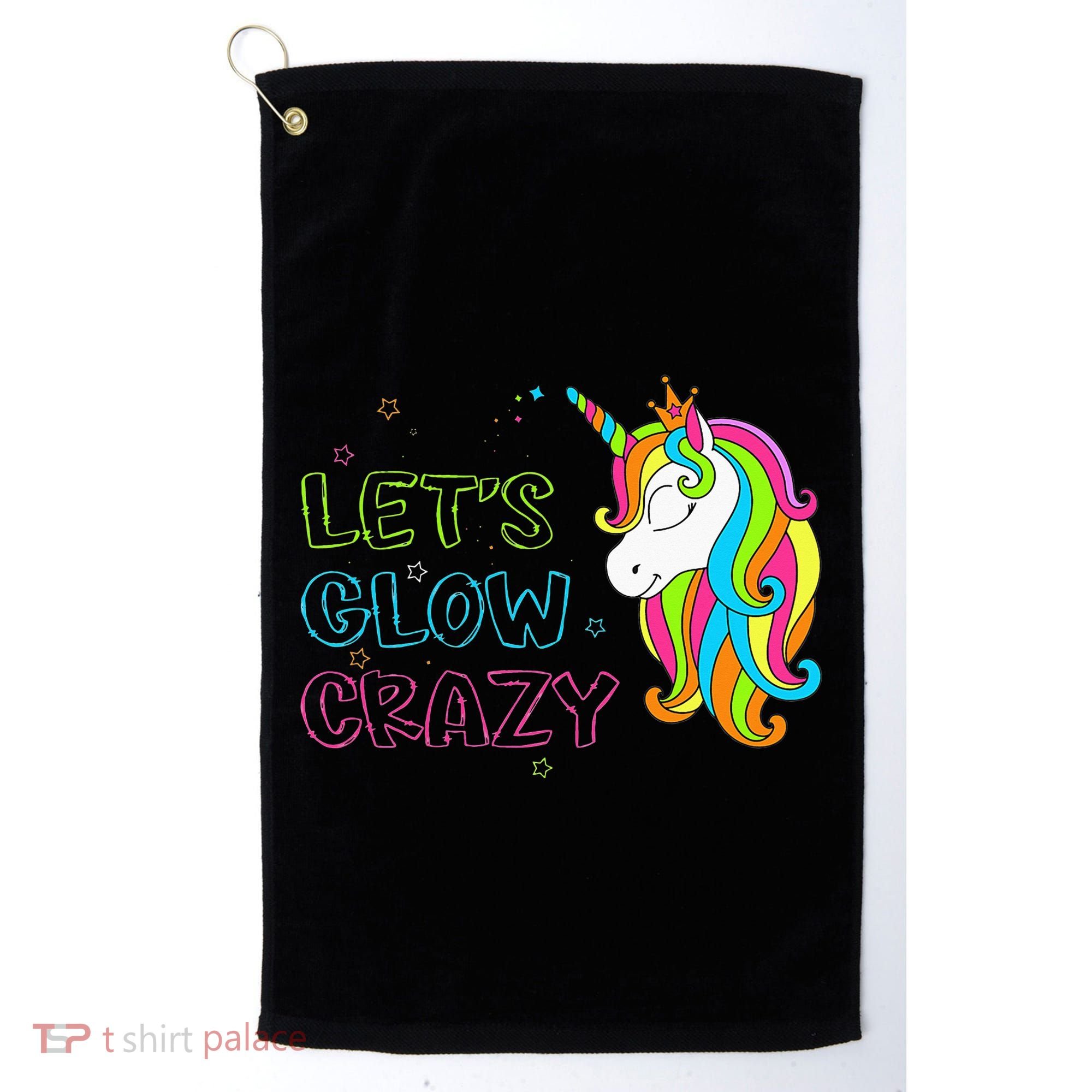 Let's Glow Crazy Glow Party Unicorn Lover Birthday Golf Towel
