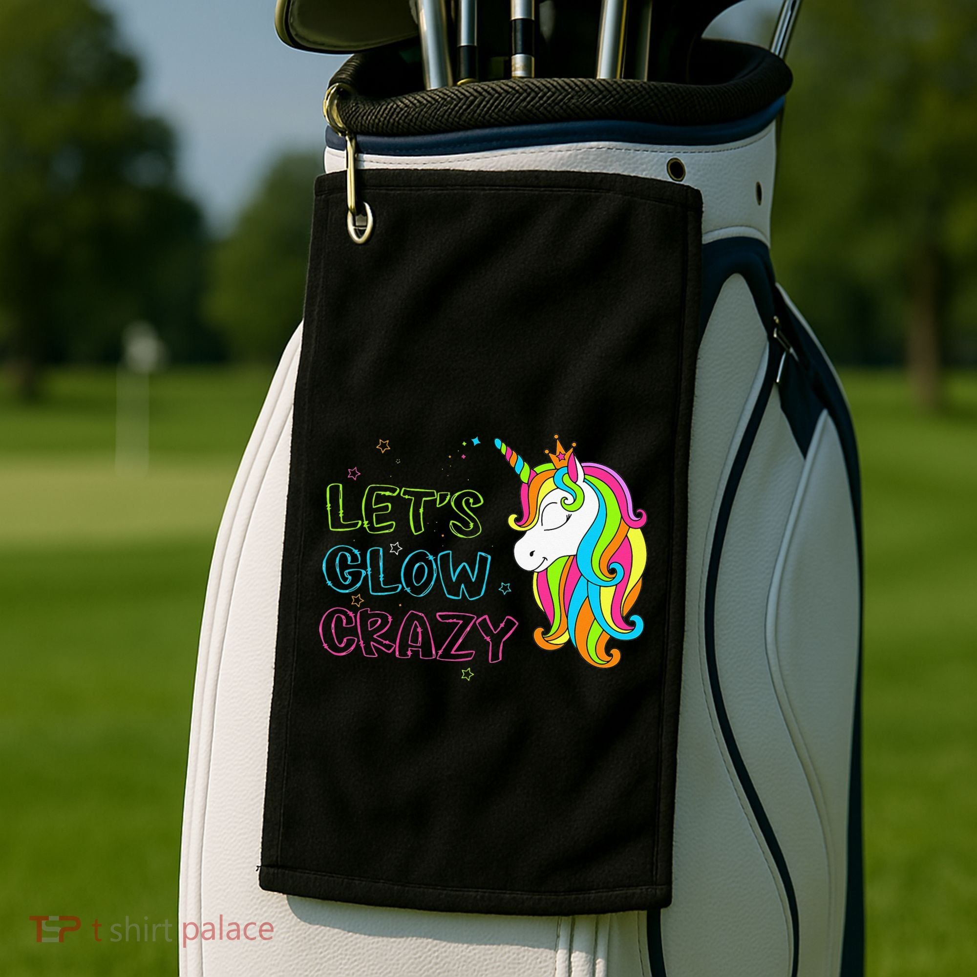 Let's Glow Crazy Glow Party Unicorn Lover Birthday Golf Towel