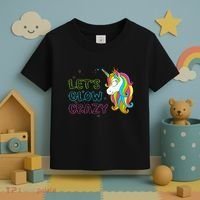 Let's Glow Crazy Glow Party Unicorn Lover Birthday Toddler T-Shirt thumb 3