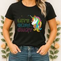 Let's Glow Crazy Glow Party Unicorn Lover Birthday Women's T-Shirt thumb 2
