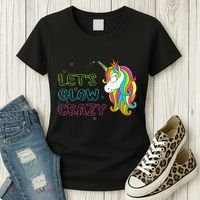 Let's Glow Crazy Glow Party Unicorn Lover Birthday Women's T-Shirt thumb 3