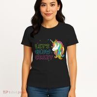 Let's Glow Crazy Glow Party Unicorn Lover Birthday Women's T-Shirt thumb 4