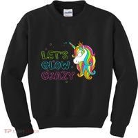 Let's Glow Crazy Glow Party Unicorn Lover Birthday Kids Sweatshirt thumb 0