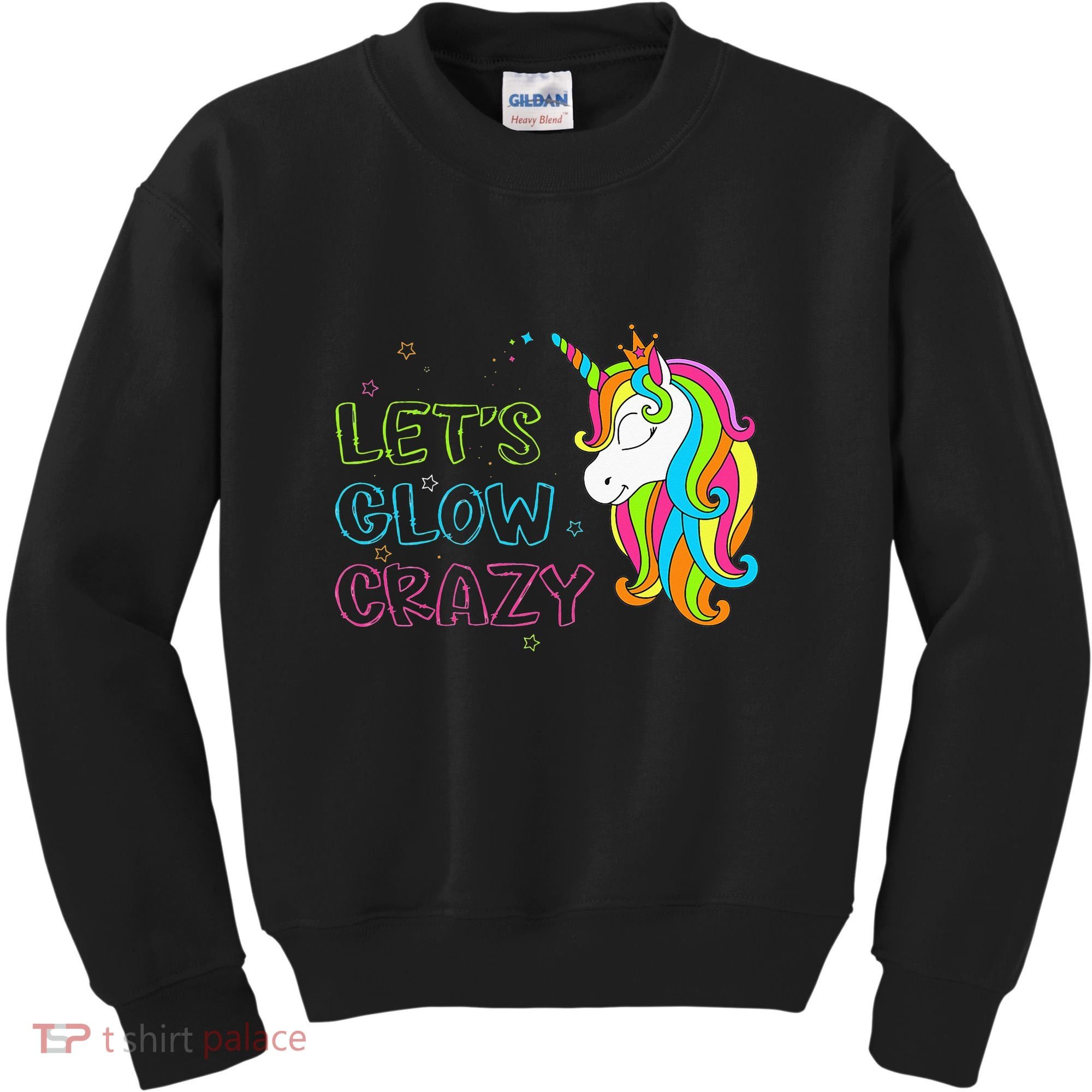 Let's Glow Crazy Glow Party Unicorn Lover Birthday Kids Sweatshirt