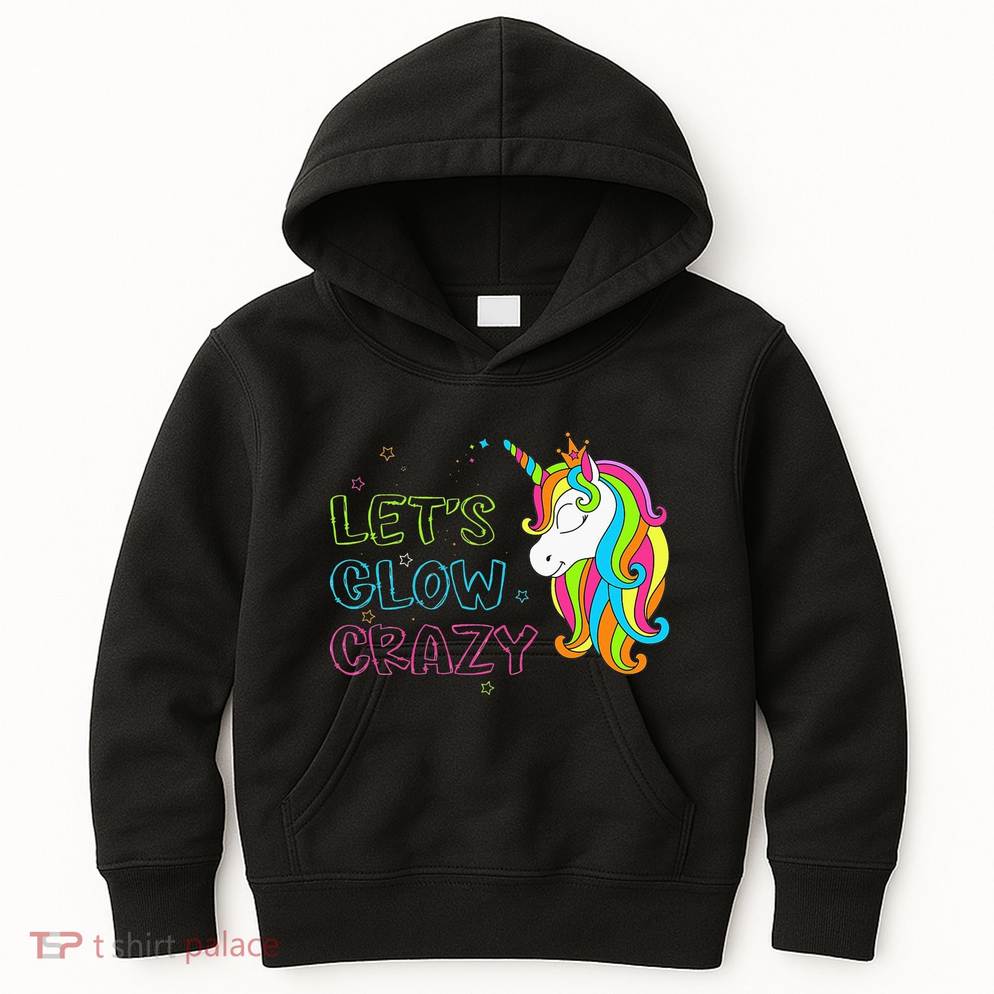 Let's Glow Crazy Glow Party Unicorn Lover Birthday Kids Hoodie
