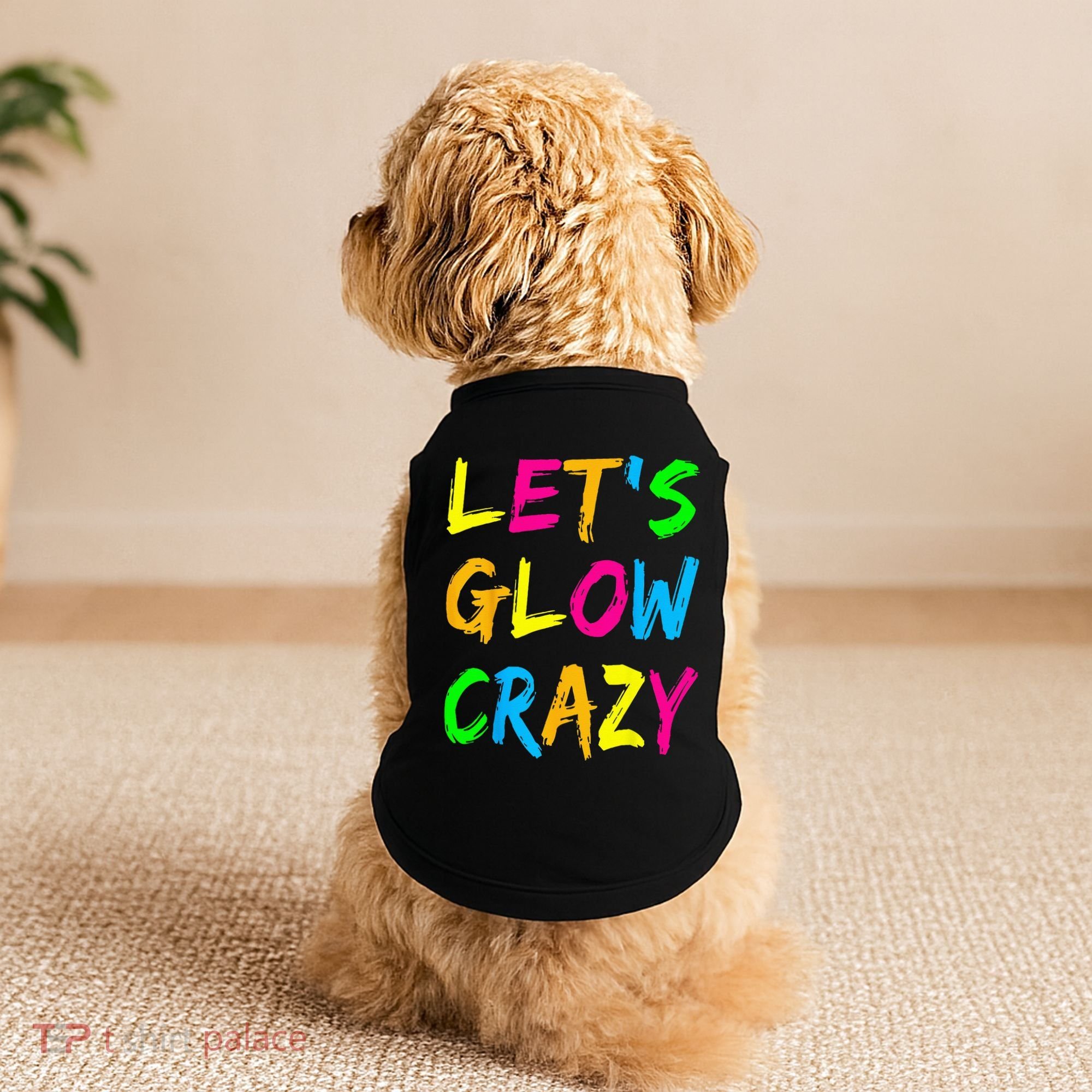 Let's Glow Crazy Glow Party 80s Retro Costume Party Lover  Doggie Tank