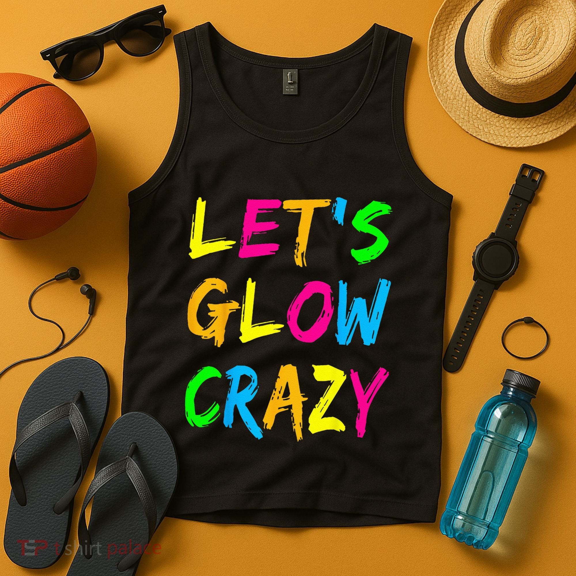 Let's Glow Crazy Glow Party 80s Retro Costume Party Lover  Tank Top