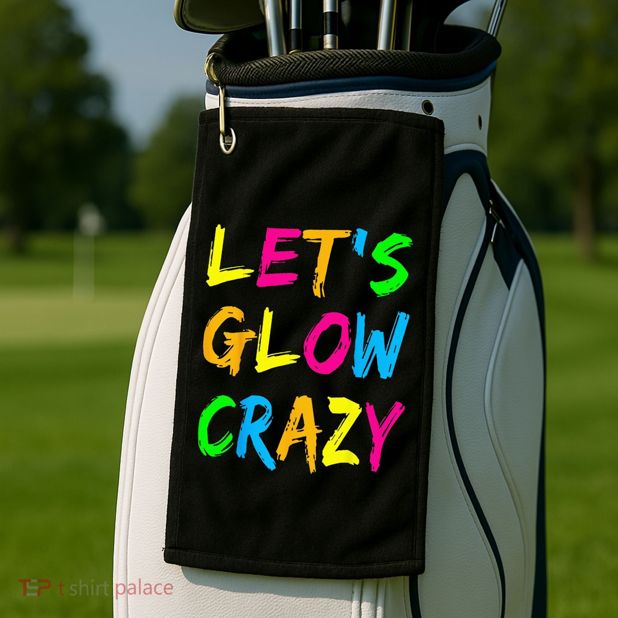 Let's Glow Crazy Glow Party 80s Retro Costume Party Lover  Golf Towel