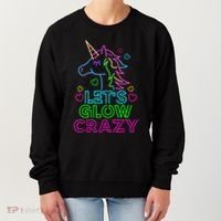 Let's Glow Crazy Glow Party 80s Retro Unicorn Costume Funny Women's Sweatshirt thumb 0