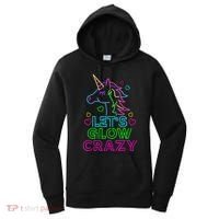 Let's Glow Crazy Glow Party 80s Retro Unicorn Costume Funny Women's Hoodie thumb 0