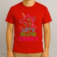 Let's Glow Crazy Glow Party 80s Retro Unicorn Costume Funny T-Shirt thumb 3