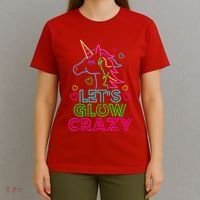 Let's Glow Crazy Glow Party 80s Retro Unicorn Costume Funny T-Shirt thumb 4