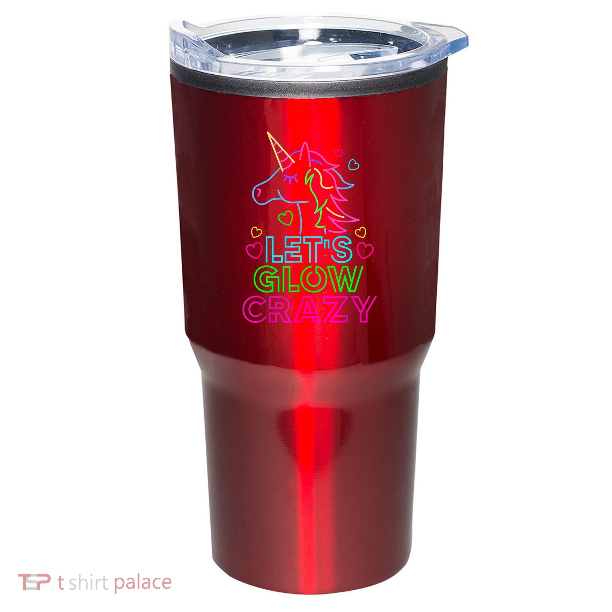Let's Glow Crazy Glow Party 80s Retro Unicorn Costume Funny Tumbler