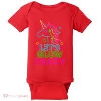 Let's Glow Crazy Glow Party 80s Retro Unicorn Costume Funny Baby Bodysuit thumb 0