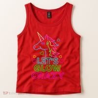 Let's Glow Crazy Glow Party 80s Retro Unicorn Costume Funny Tank Top thumb 2