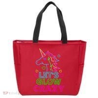 Let's Glow Crazy Glow Party 80s Retro Unicorn Costume Funny Tote Bag thumb 0