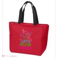 Let's Glow Crazy Glow Party 80s Retro Unicorn Costume Funny Tote Bag thumb 3