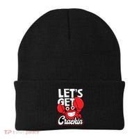 Let's Get Crackin Cute Gift Funny Crab Eater Seafood Lover Crab Boil Meaningful Beanie thumb 0
