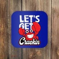 Let's Get Crackin Cute Gift Funny Crab Eater Seafood Lover Crab Boil Meaningful Coaster thumb 0