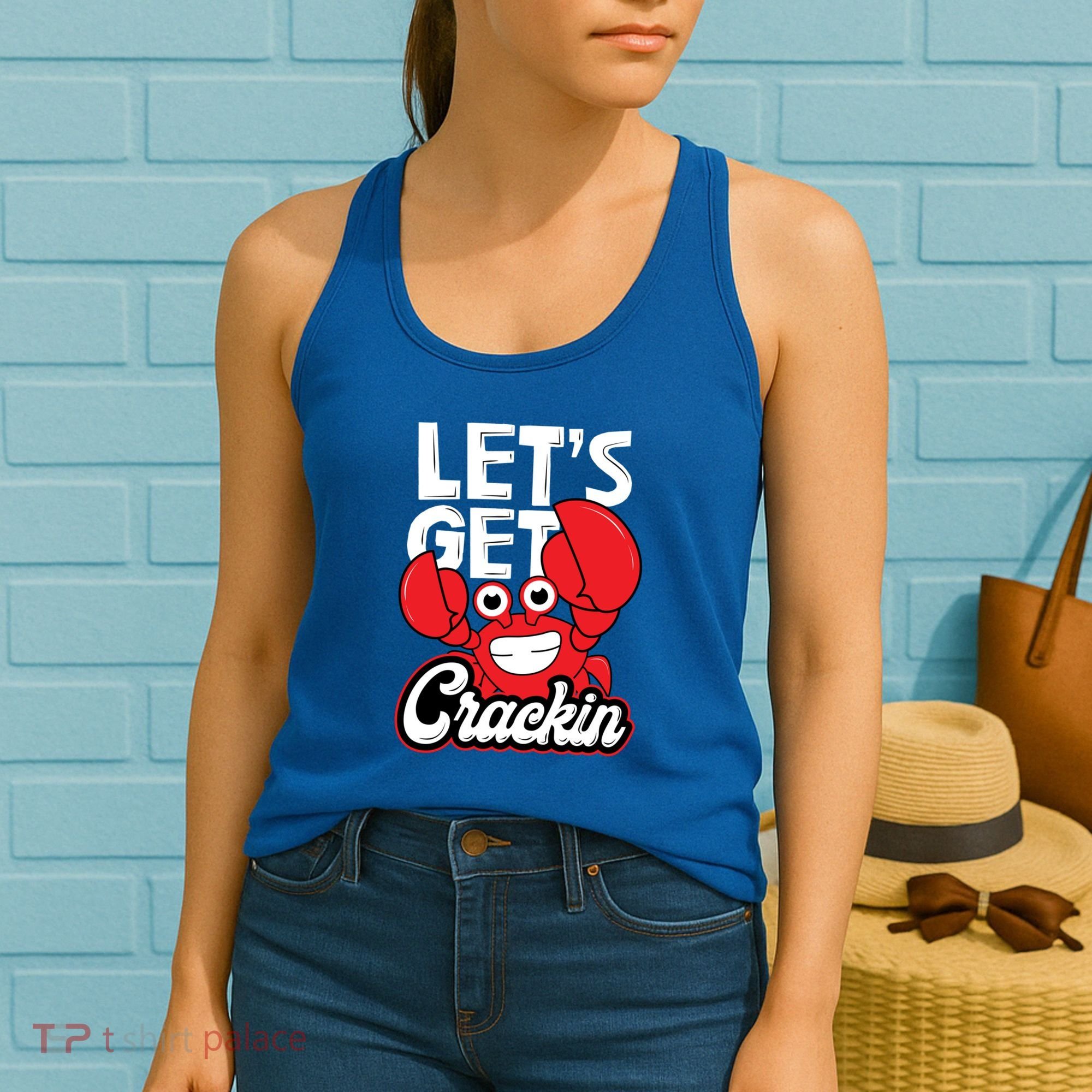 Let's Get Crackin Cute Gift Funny Crab Eater Seafood Lover Crab Boil Meaningful Women's Tank Top