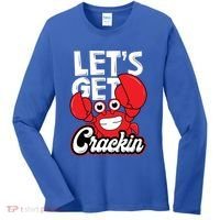 Let's Get Crackin Cute Gift Funny Crab Eater Seafood Lover Crab Boil Meaningful Women's Long Sleeve Shirt thumb 0