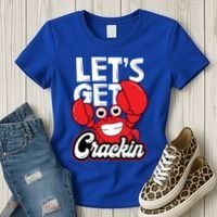 Let's Get Crackin Cute Gift Funny Crab Eater Seafood Lover Crab Boil Meaningful Women's T-Shirt thumb 3