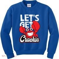 Let's Get Crackin Cute Gift Funny Crab Eater Seafood Lover Crab Boil Meaningful Kids Sweatshirt thumb 0
