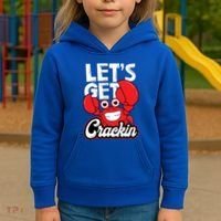 Let's Get Crackin Cute Gift Funny Crab Eater Seafood Lover Crab Boil Meaningful Kids Hoodie thumb 3