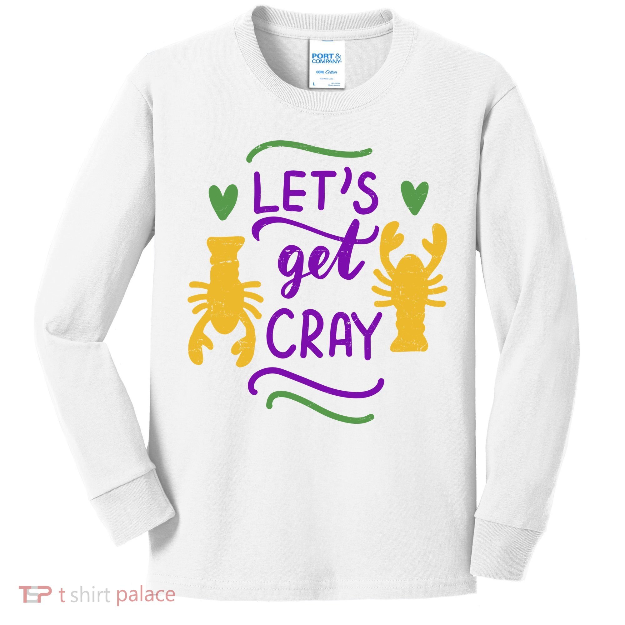 Let's Get Cray Mardi Gras Lobster Kids Long Sleeve Shirt