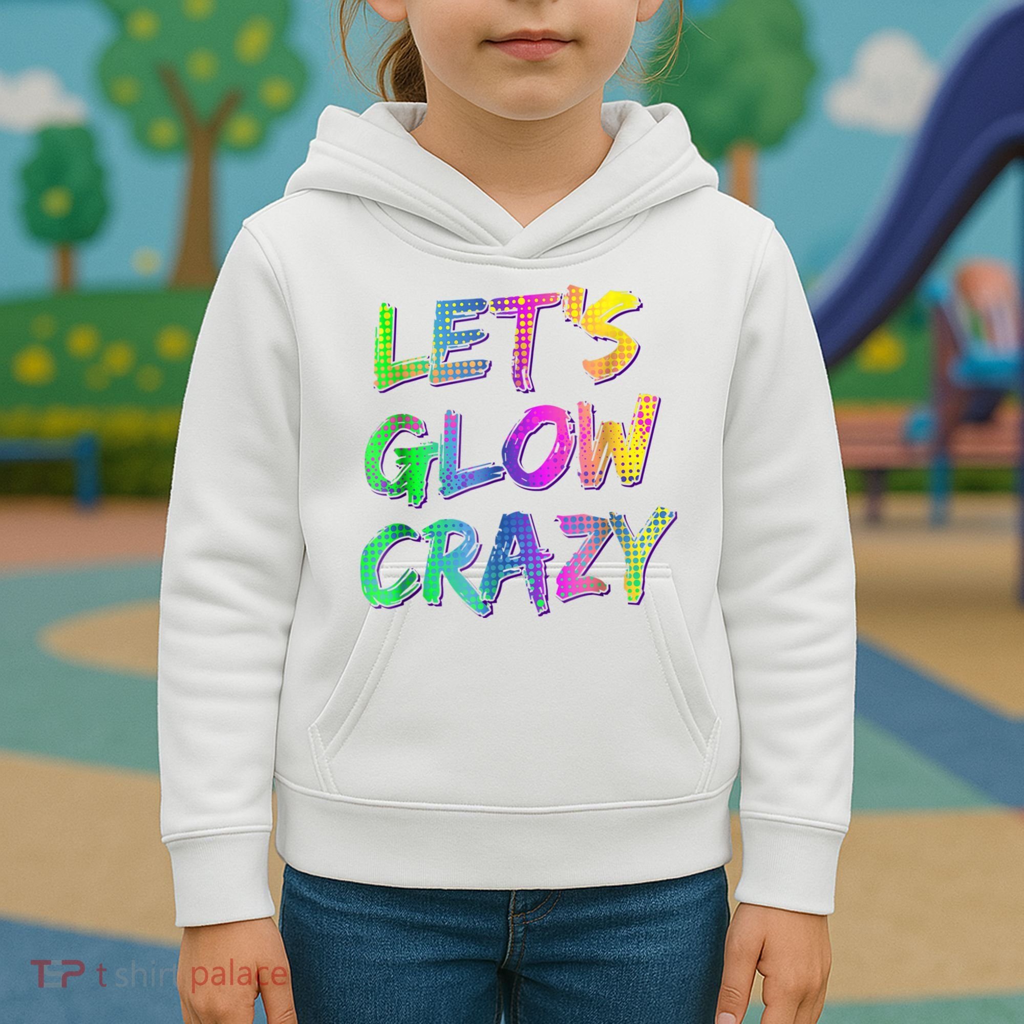 Let's Glow Crazy Shirt Neon Glow Dance Party Kids Hoodie