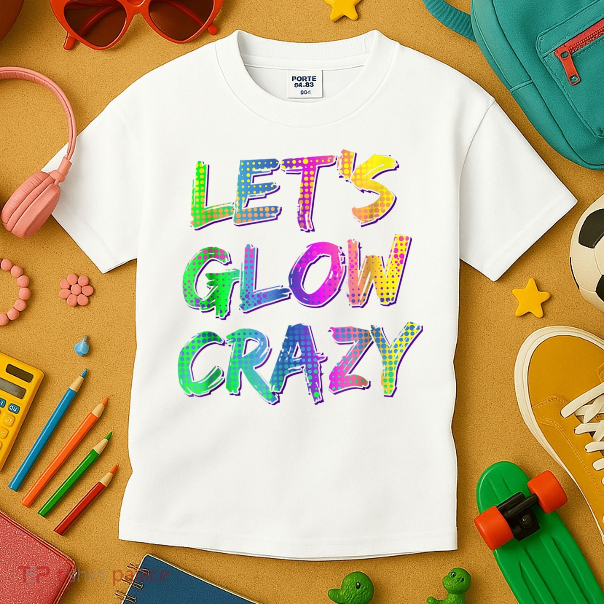 Let's Glow Crazy Shirt Neon Glow Dance Party Kids T-Shirt