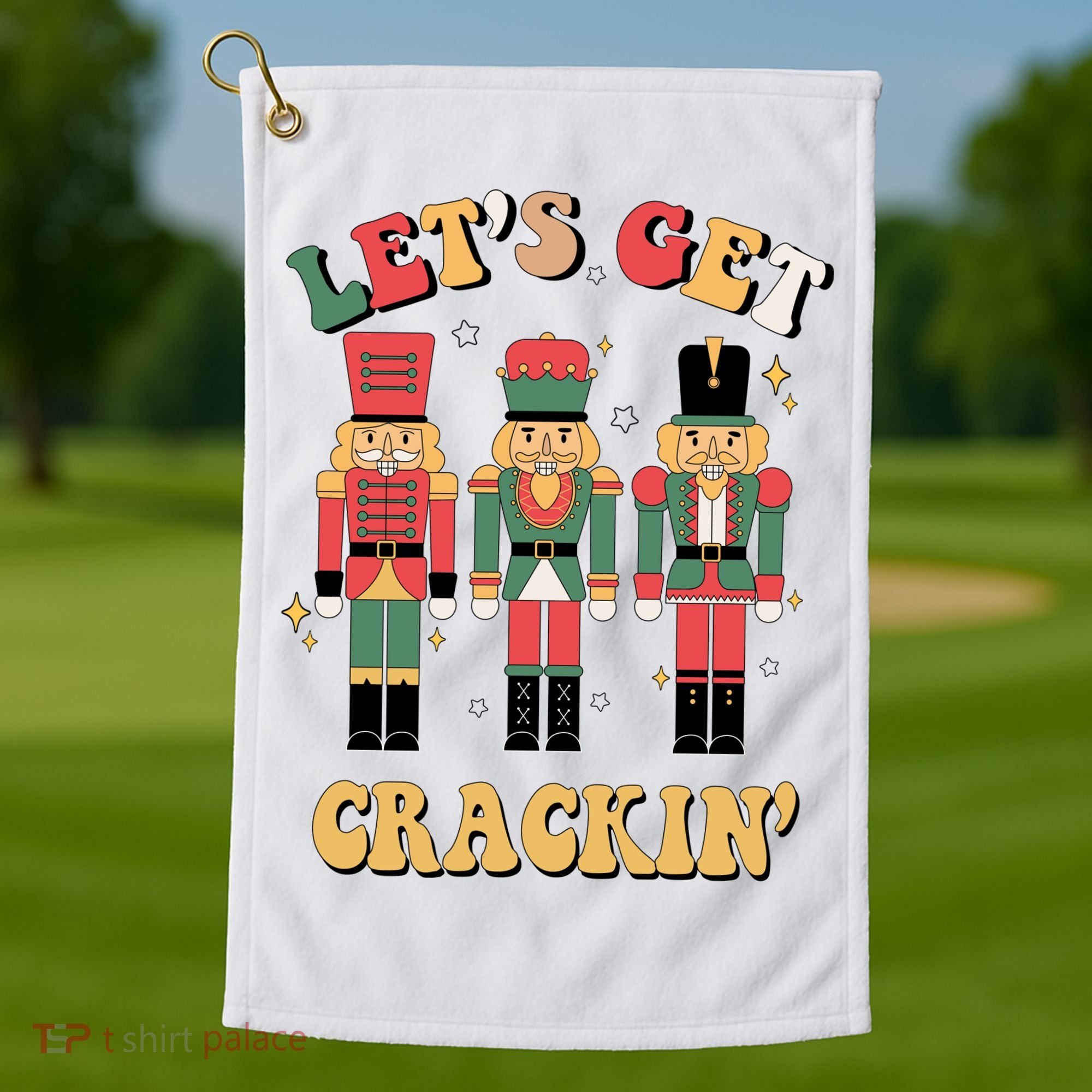 Lets Get Crackin Funny Christmas Golf Towel