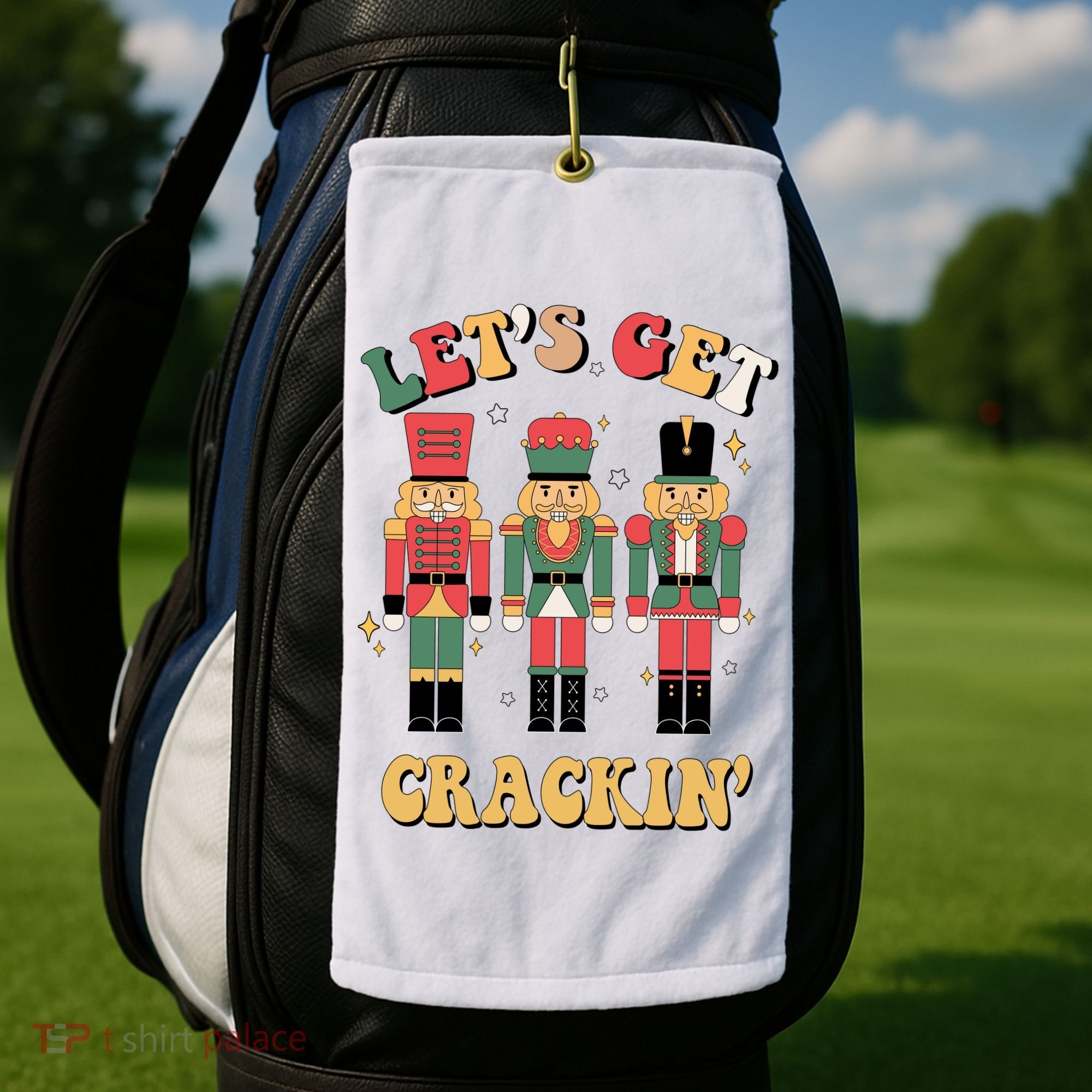 Lets Get Crackin Funny Christmas Golf Towel