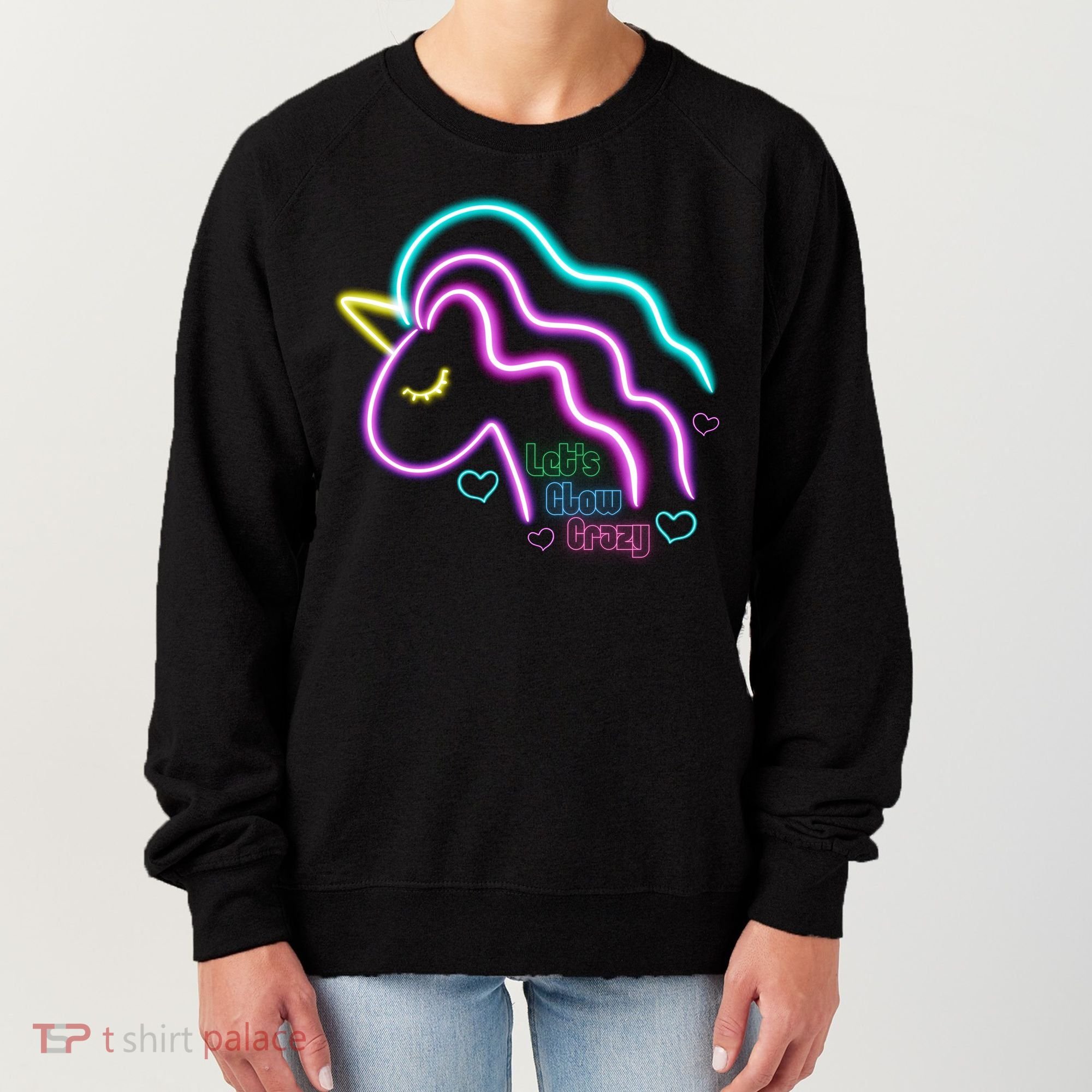 Let's Glow Crazy Unicorn Cute Women's Sweatshirt